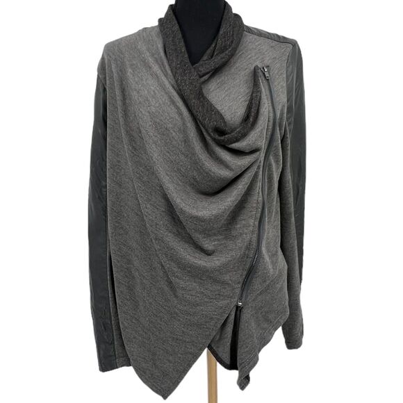 Women's Blank NYC Asymmetrical Biker Faux Leather Moto Jacket Zip Up Size Large - Picture 1 of 6